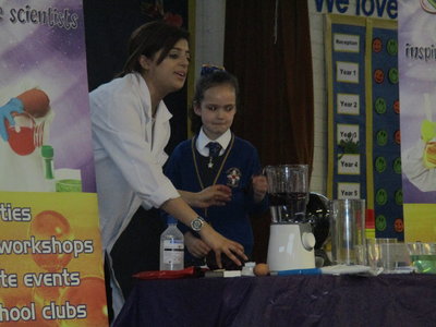 Image of Year 3 children and Mad Science Assembly